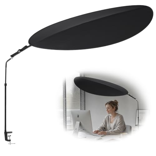 Midnight Black Office Cubicle Leaf Canopy Shade 52 Inch Light Blocker Privacy Screen
