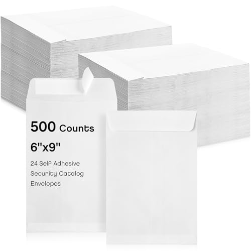 Fuutreo 500 Count White Self-Adhesive Envelopes 6 x 9 Inches for Mailing