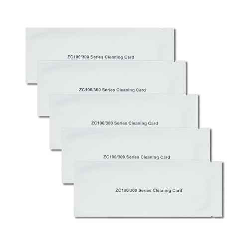 ZC100 ZC300 Cleaning Card for Zebra ZC100 ZC150 ZC300 ZC350 ID Card Printer, 5Pcs Single-use Cleaning Card for Easy Use (105999-311)