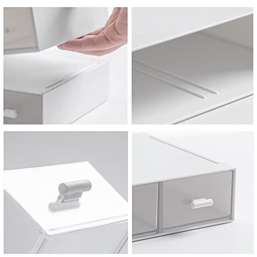 Kulusion 9x6.5x2 Inch 3-Tier Stackable Desk Organizer with 6 Compartments - White, Multi-Use Storage Drawer
