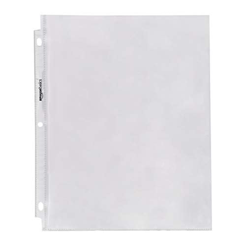 Amazon Basics Clear Sheet Protectors for 3 Ring Binders - 100 Pack, Letter Size, Acid-Free, Lightweight