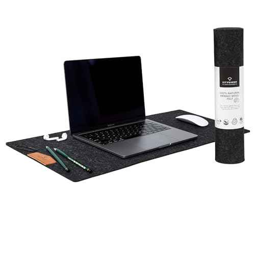 Large Wool Felt Desk Pad - 12x28 inch (30x70 cm.) Water & Soil Resistant Minimalist Design