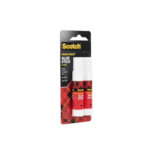 Scotch Permanent Glue Sticks, Acid-Free Non-Toxic Adhesive (2-Pack) ? Strong & Fast Bond, No-Mess Application for Paper, Photos, Crafts