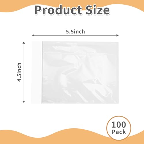 100 Clear Waterproof Shipping Label Sleeves with Strong Adhesive - 4.5 x 5.5 Inches