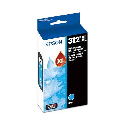 EPSON 312 Claria Photo HD Ink High Capacity Cyan Cartridge (T312XL220-S) Works with Expression Photo XP-8500, XP-8600, XP-8700, XP-15000