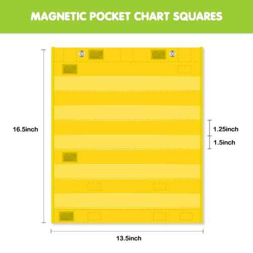 EAMAY Classroom Magnetic Pocket Chart for Kids, Mini Double-Sided Pocket Charts for Teachers Fits 3" Sentence Strips and Cards(14" x 17") (4)