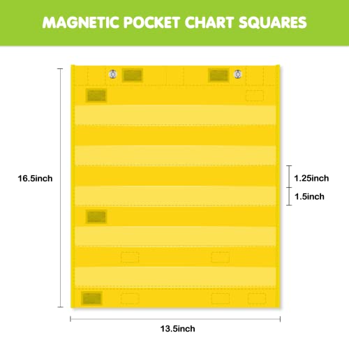 EAMAY Classroom Magnetic Pocket Charts Set of 4 for Teachers & Kids, Fits 3" Sentence Strips and Cards, 14" x 17"