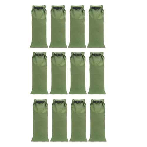 Flood Water Barrier Sand Bags - 12 Pcs Thickened Long Canvas Flood Protection Sandbags with Insert Buckle Reusable Quick Flood Barrier for Home Door Window Basement Garage Floor Flood Control (12)