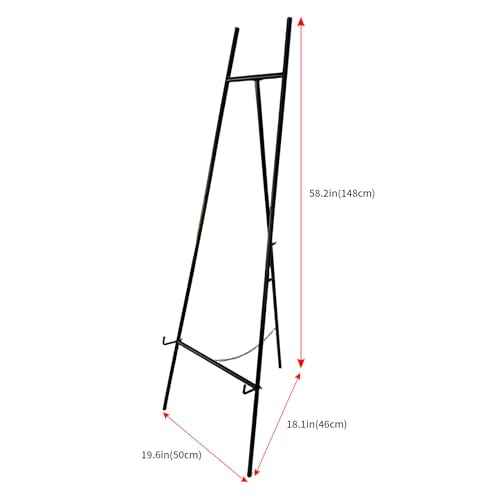 Metal Easel Stand with Chain Support for Mirror,Iron Floor Easels for Display Wedding Sign,58 Inch Adjustable Arts & Crafts Easels(Black)