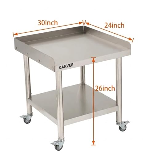 Garvee 30x24x26 Heavy Duty Stainless Steel Straight Edge Prep Table (0.7mm) - Without Wheels