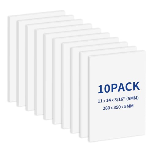 Zzrywuty 10 Pack Foam Boards 11" x 14", 5mm Thickness Styrofoam Core for Crafts, White Poster Vision Presentation Mat Board