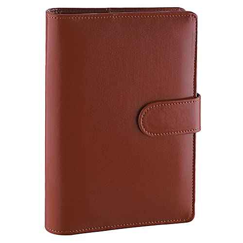 Antner A6 Binder 6 Ring Refillable Notebook Budget Planner for A6 Filler Paper, PU Leather Loose Leaf Personal Planner Wallet Money Organizer Cash Stuffing Binder with Magnetic Buckle Closure, Brown