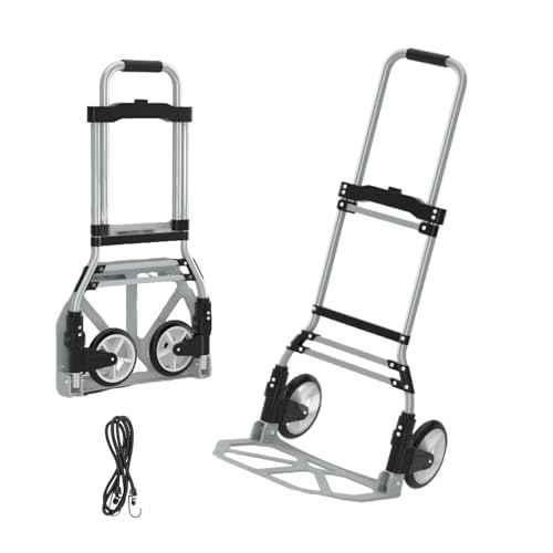 KEQIKAI Folding Hand Truck 200LBS Capacity - Aluminum Dolly Cart with Telescoping Handle, Collapsible Utility Trolley for Moving Luggage Grocery Shopping & Airport Travel