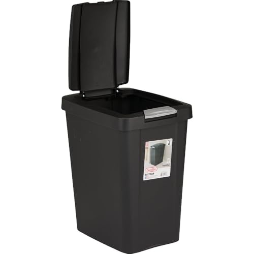 Sterilite 7.5 Gallon Black TouchTop Wastebasket - Slim, Concealed Lid