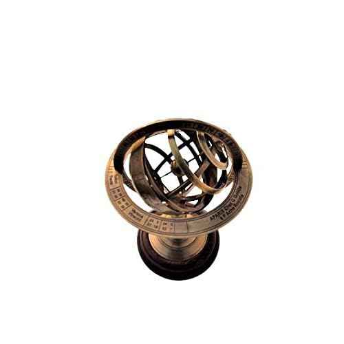 9" X 5" X 5" INCHES Nautical Brass Armillary Sphere World Globe Rosewood Base Table Decor Gift RT21