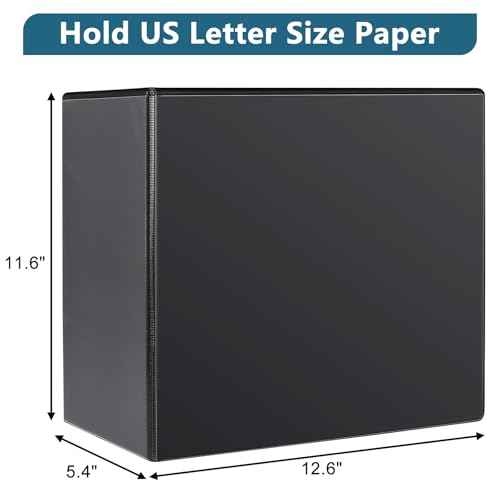 5" 3 Ring Binder, Standard 5-Inch Slant-D Ring Binder Fit Letter Size Paper, Presentation View Binders, 2 Packs, Black
