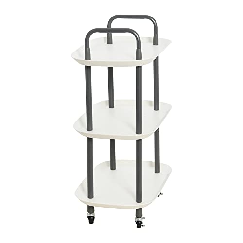 Main + Mesa Modern Plastic and Metal 3-Tier Trolley, White and Dark Grey