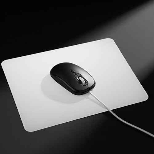 Tempered Glass Gaming Mouse Pad, Ultra-Smooth Micro-Etched Surface - Professional Esport Mouse Mat with Non-Slip Silicone Base - Dirt and Scratch Resistant 450x400mm (White)