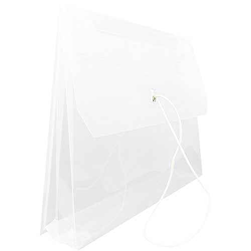 JAM PAPER Plastic Expansion Envelopes with Elastic Band Closure - Letter Booklet - 9 3/4 x 13 with 2.5 Inch Expansion - Clear - 12/Pack