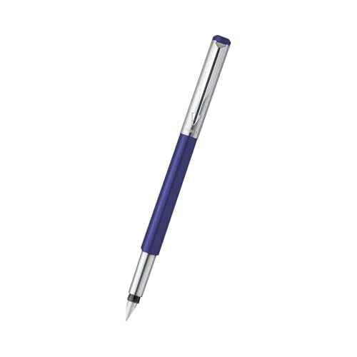 Parker Vector Mettalix Fountain Pen With Quink Ink Bottle Blue