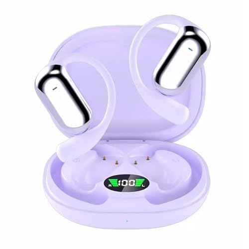 AI Translation Earbuds Real-Time, 144 Languages & Accents,3-in-1 Open Ear Wireless Earbuds with Charging Case, Compatible with iOS & Android, Ideal for Travel, Business, Learning,Purple