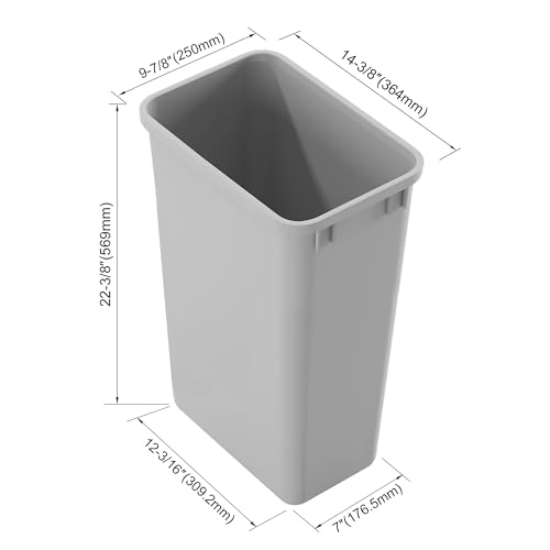 52.8QT Stackable Plastic Trash Can - Dowell 50L Wastebasket, Grey, Kitchen & Office