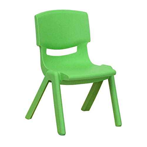 Flash Furniture Green Plastic Stackable School Chair with 10.5'' Seat Height