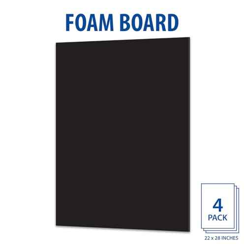 Royal Brites 22x28 Black Foam Board 4 Pack - Ideal Foam Board for Crafts - Lightweight Poster Sheets for School Projects, Presentations - Smooth Surface for Markers - Perfect for Home, Office Use