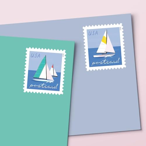 United States Postal Service Sailboats Postcard Stamps - 20 Sheet Includes Variation