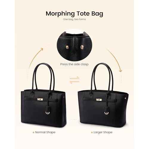 LOVEVOOK Laptop Tote Bag for Women, Large Computer Work Bag for Teacher Nurse Business PU Leather Brifecase Handbag