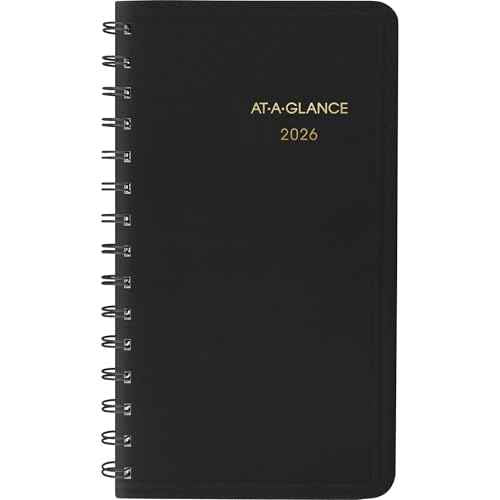 AT-A-GLANCE 2026 Planner, Weekly, 2-1/2" x 4-1/2", Pocket Size, Black (700350526)