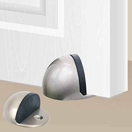 Floor Door Stopper Satin Nickel with Rubber pad, Semicircle Shaped Door Stopper, Stainless Steel for Protecting Wall (2inch x 30pack, Dark Grey)