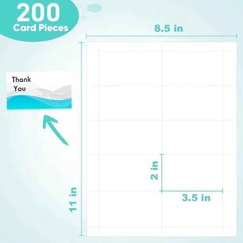Thick Business Cards 200 Printable Business Card, 3.5" x 2" Business Card Paper Compatible with Laser & Inkjet Printer, Double-sided Printing, Heavyweight, Matte White Paper, (10 Cards/Sheet)