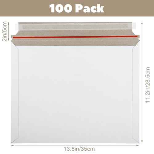 DAJAVE 100 Pack Cardboard Mailers 11x14 Inch Self Seal Cardboard Envelopes, White Rigid Mailers Mailing Envelopes for CD, Photos, Document, Pictures, Papers, Files