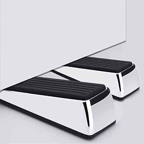 Metal Door Stop, Premium Rubber Heavy Door Stopper, Wedge Stopper, 4Pack, Suitable for Door Clearance of 0.4IN-1.18IN (11mm-30mm)