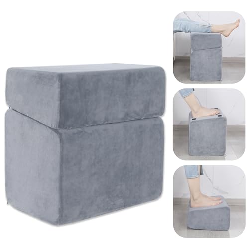 Royalay Under Desk Foot Rest with 3-Height Ergonomic Support, Grey 17x11x17in, Memory Foam