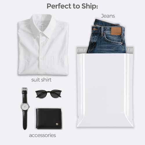 Fuxury Poly Mailers 10x13 Inch 100 Pack,Shipping Bags for Clothing,Strong Adhesive Mailing Envelopes,Heavy Duty Self Seal Plastic Postal Return Package Bags for Books Accessories Business,White