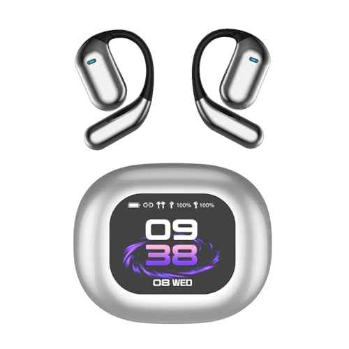 AI Translation Earbuds,OWS LCD 144 Language Translator Open Ear Headphones in Real Time,HD Stereo Noise Cancelling 3-in-1 EarbudsTranslation Device for Travel Business Learning (Sliver)