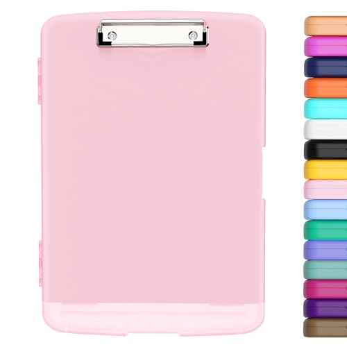 Hongri Clipboard with Storage with Pen Holder, Folder Nursing Clip Board 8.5 x 11 Foilo-Side Opening, High Capacity, Light Weight for Teachers, Classroom. Size 14 x 9.6 x 1.2 in(Pink)