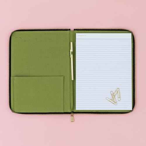 kate spade new york 13.25" x 9.50" Faux Leather Notepad Zip Folio with Interior Pocket, Zipper Close, and Pen Loop (Painterly Blooms)