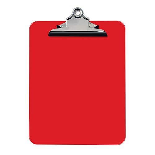 Better Office Products Red Plastic Clipboards, 12 Pack, Durable, 12.5 x 9 Inch, Standard Metal Clip, Red, Set of 12