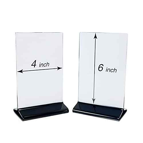 BARsics 4x6 Sturdy Table Tent Menu Holder, Commercial 2-Sided Acrylic Sign Holder (12-Pack)