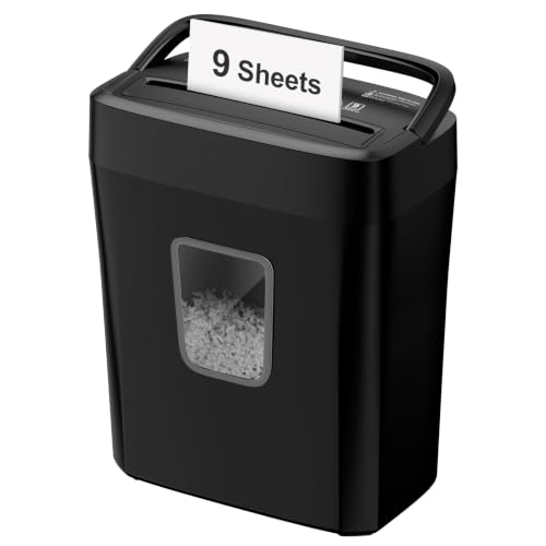 Bonsaii 9-Sheet Crosscut Paper Shredder Black P-4 Security Level for Home Use