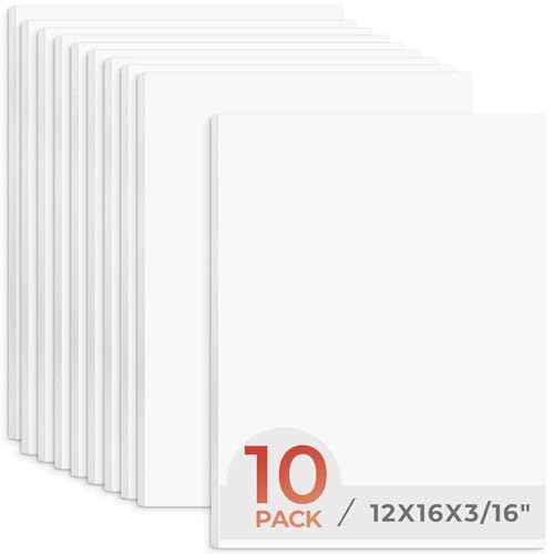 Frametory, 12x16 White Foam core Boards, 3/16'' Thick Polystyrene Poster Board for Signboards, Art Display and DIY Projects - Pack of 10