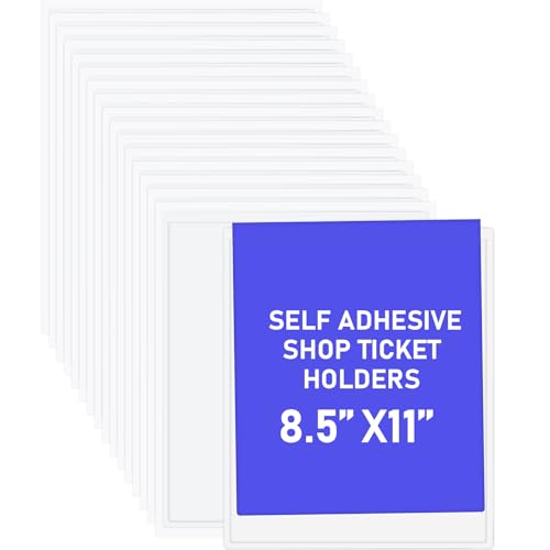 Outus Self Adhesive Shop Ticket Holders Clear Plastic Sleeves Adhesive Pockets Work Order Job Ticket Holders for Home Office Posting Signs(8.5 x 11 Inch,60 Pcs)