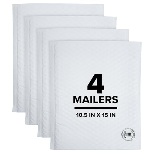 Scotch Poly Bubble Mailer Size 5 - Large 10.5x15 Inch White Shipping Envelope