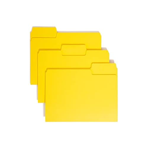 Smead SuperTab File Folder, Oversized 1/3-Cut Tab, Letter Size, Yellow, 100 per Box (11984), Pack of 1