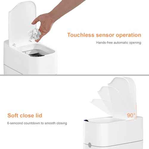 MUEE Automatic Motion Sensor Bathroom Trash Can with Lid, 3 Gallon Smart Garbage Can, Touchless Trash Can Slim Small Trash Bin Waterproof Waste Basket for Toilet Bedroom Office Kitchen Living Room RV