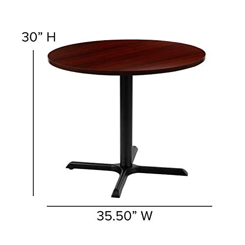 EMMA + OLIVER 36" Round Multi-Purpose Conference Table in Mahogany - Meeting Table for Office