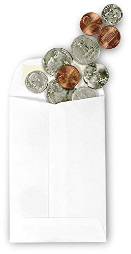 White Guardian 500 Pack Small Coin Envelopes 3x4.5 Inches Gummed Flap